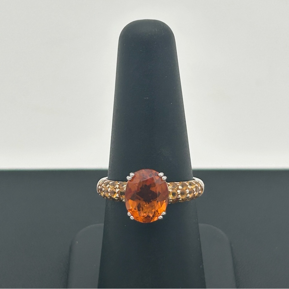 Sterling Silver Orange Gemstone Ring